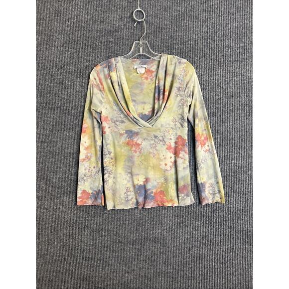 Vintage Love Amour Womens Babydooll Blouse Size Small Abstract Floral Y2K Mesh - Picture 1 of 8